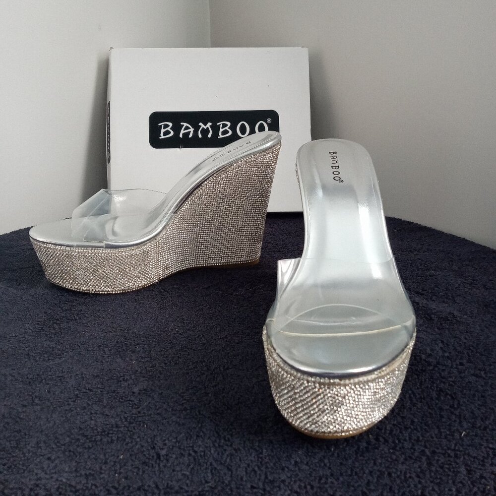 Rhinestone  Mules Wedges Shoes,